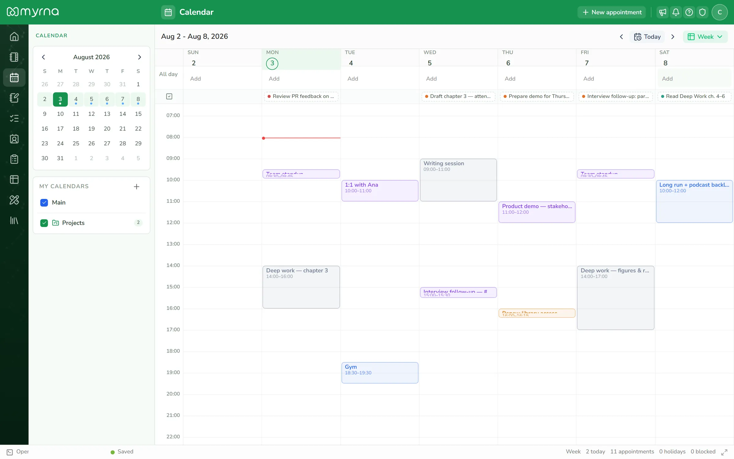 Your week, with room to breathe